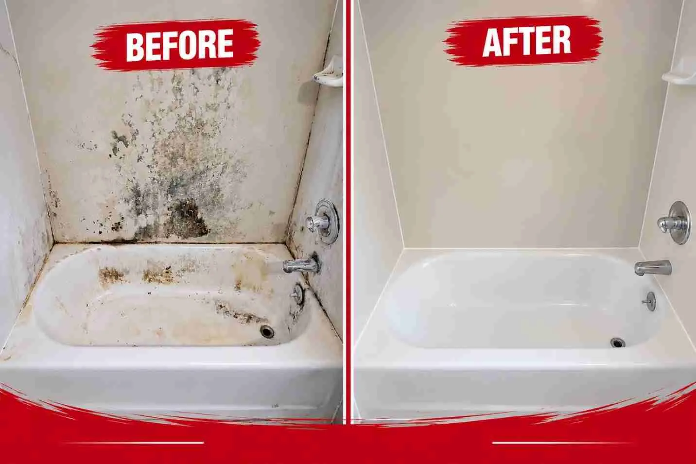 Before and after professional shower cleaning and restoration in Honolulu, Oʻahu